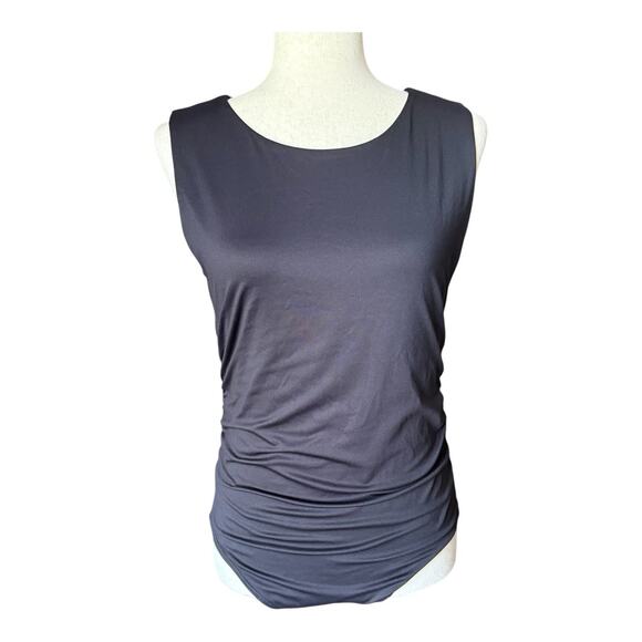 House of Harlow 1960 Black Sleeveless Ruched Bodysuit Size L Large - Picture 2 of 8